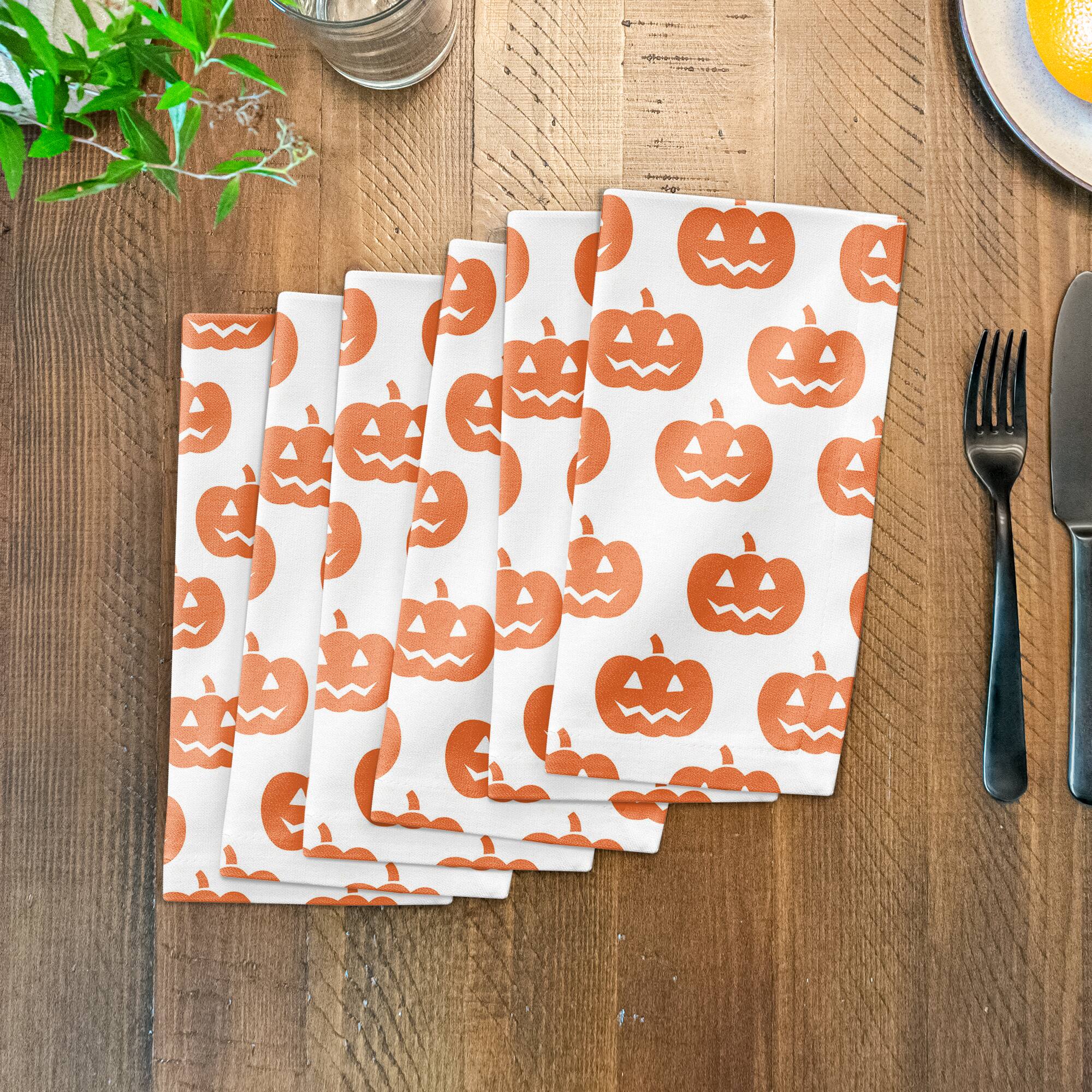 Jackolantern Pattern 10" x 10" Cotton Twill Napkin